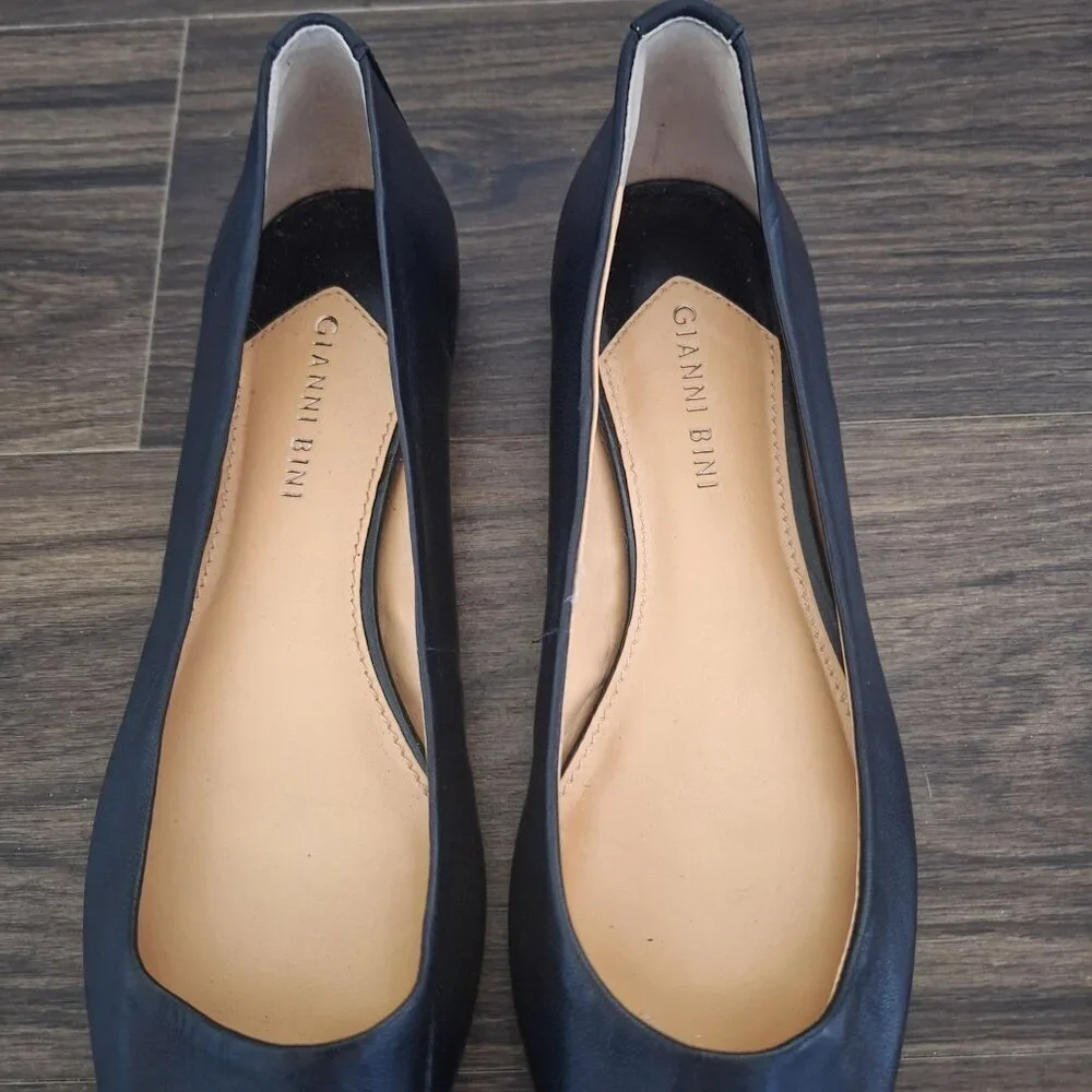 💙 Gianni Bini Leather Upper Pointed Toe Ballet Flats Size 9.5 Preppy Office Wor
